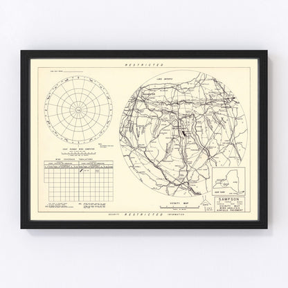 vintage map of Sampson Air Force Base vicinity, New York, 1951, Seneca Lake