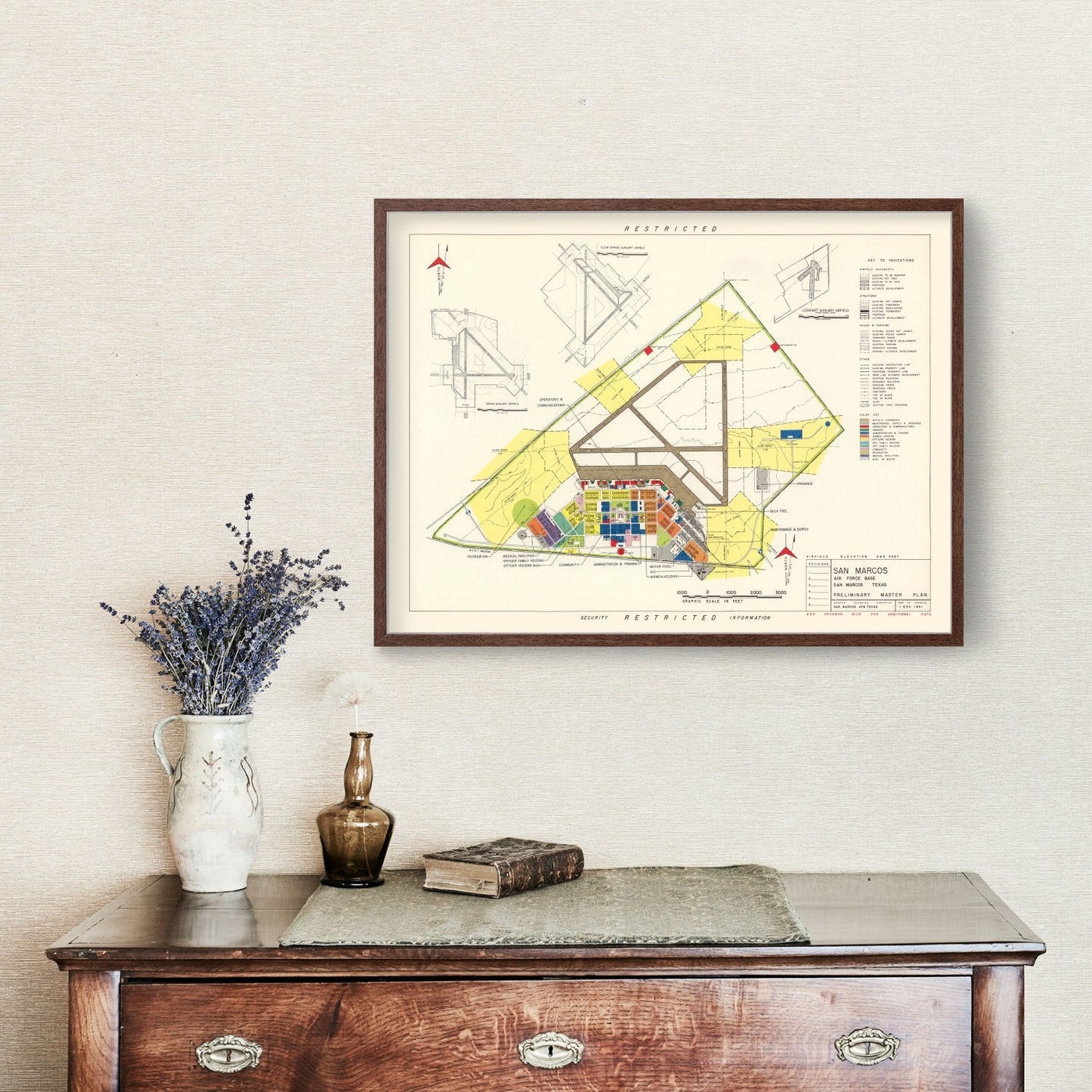 Vintage Map of San Marcos Air Force Base, Texas, 1951 No.2