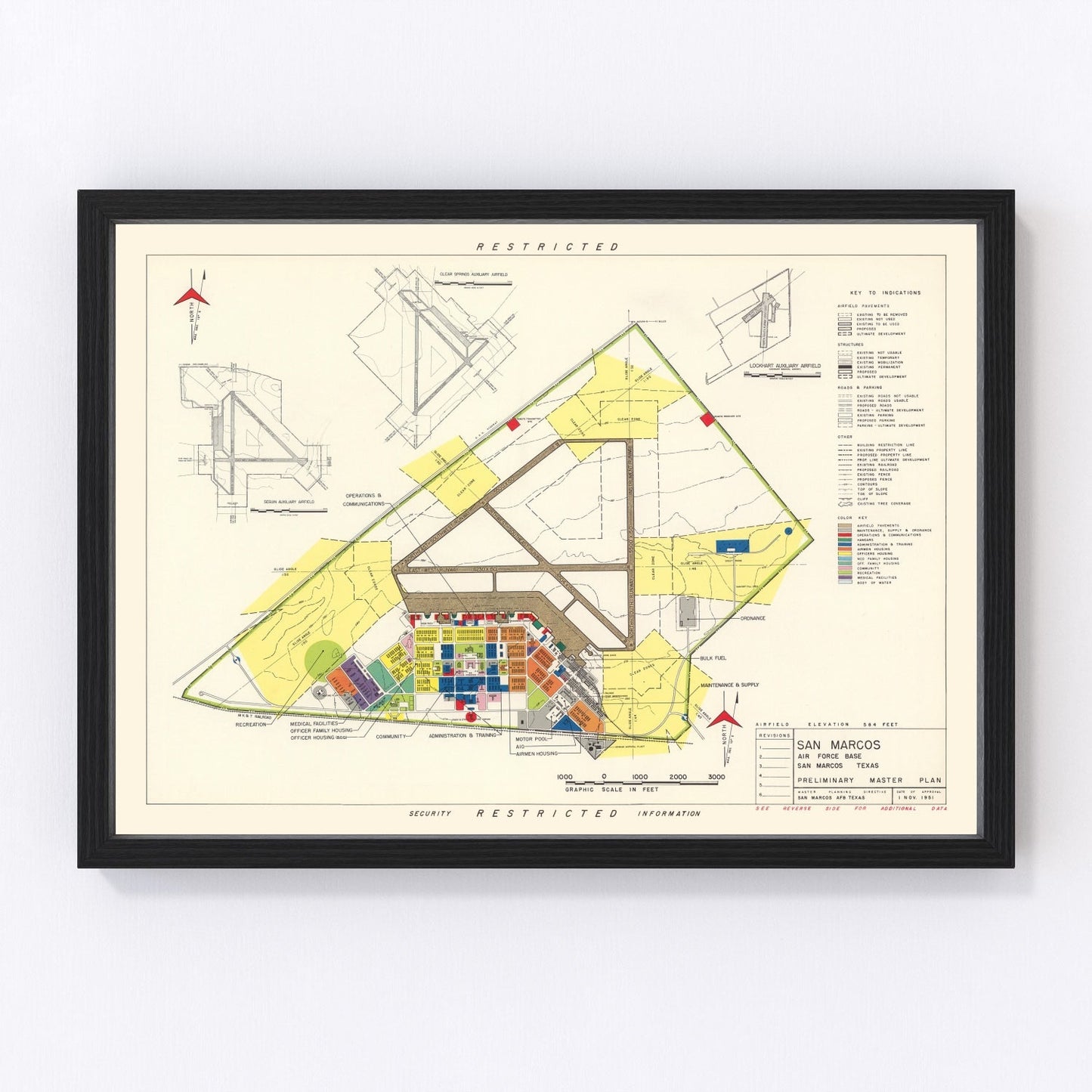 vintage map of San Marcos, Texas, 1951