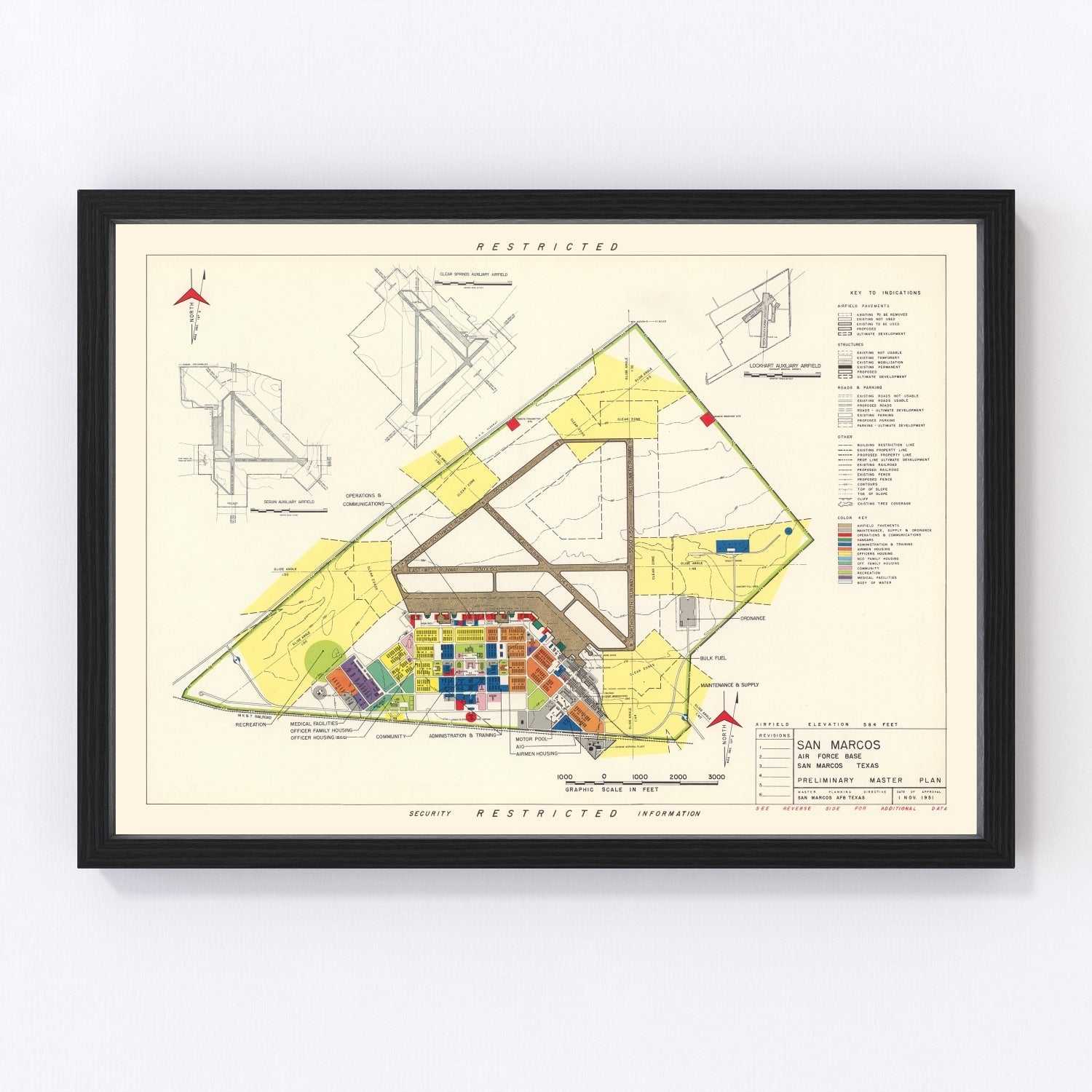vintage map of San Marcos, Texas, 1951