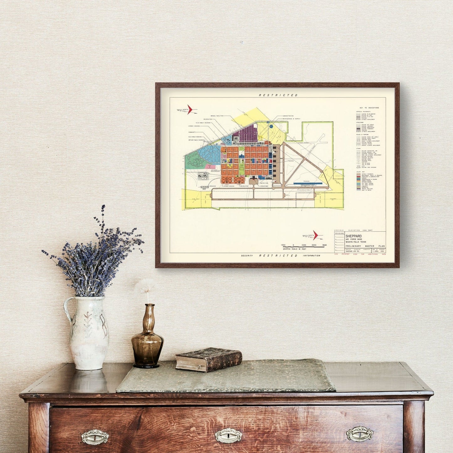 Vintage Map of Wichita Falls, Texas, 1952