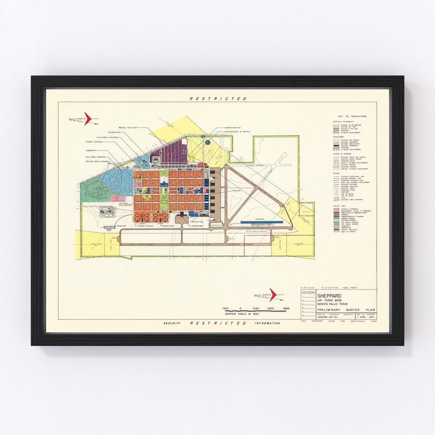 vintage map of Wichita Falls, Texas, 1952