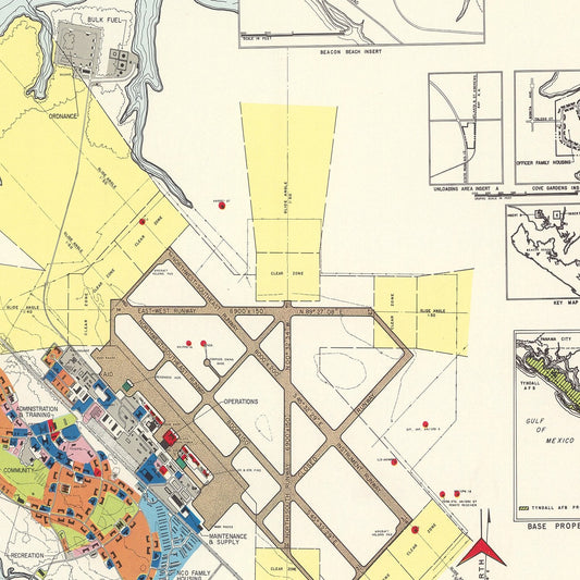 Vintage Map of Tyndall Air Force Base, Florida, 1952