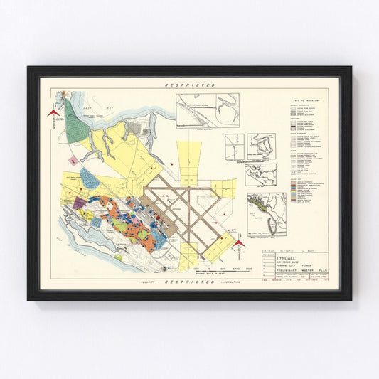 Vintage map of Tyndall Air Force Base, Florida, 1952