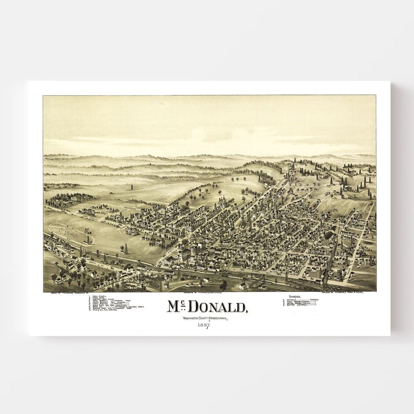 Vintage Map of McDonald, Pennsylvania, 1897