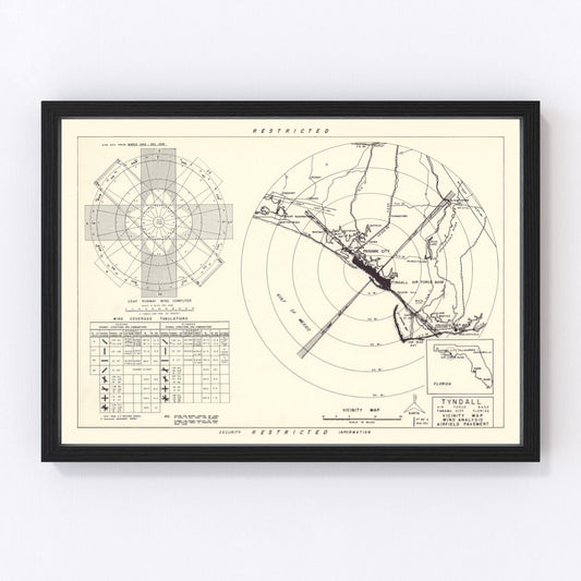 Vintage map of Tyndall Air Force Base vicinity, Florida, 1952