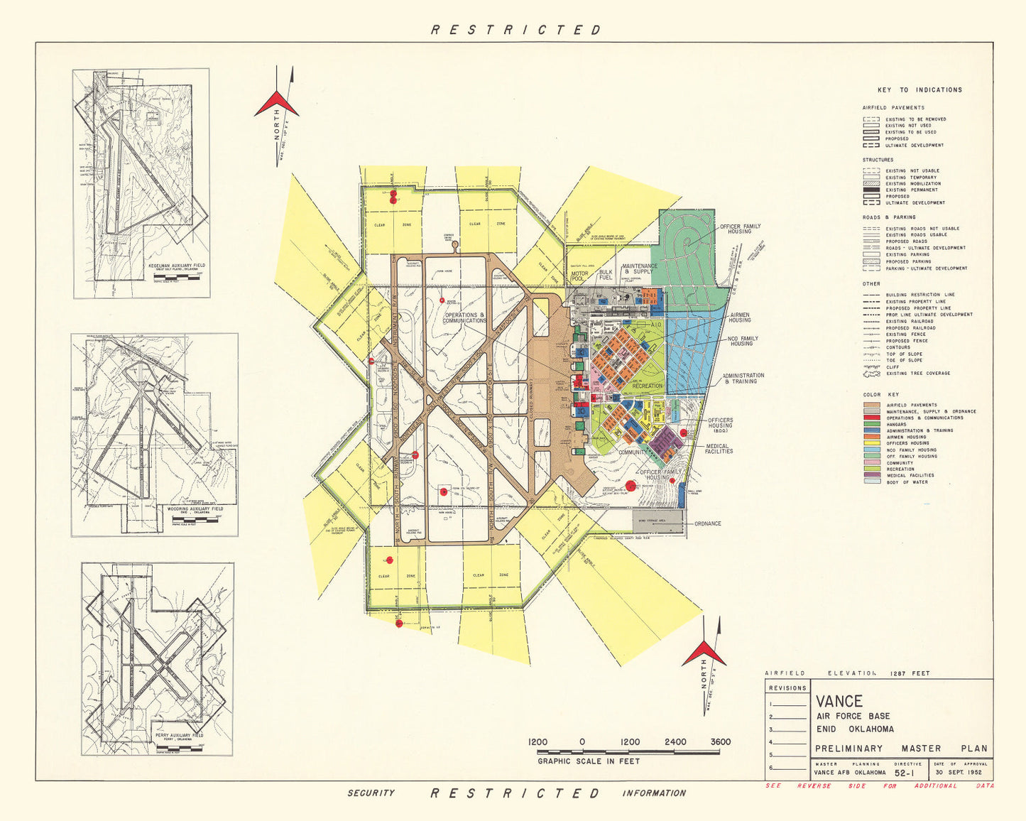 Vintage Map of Enid, Oklahoma, 1952