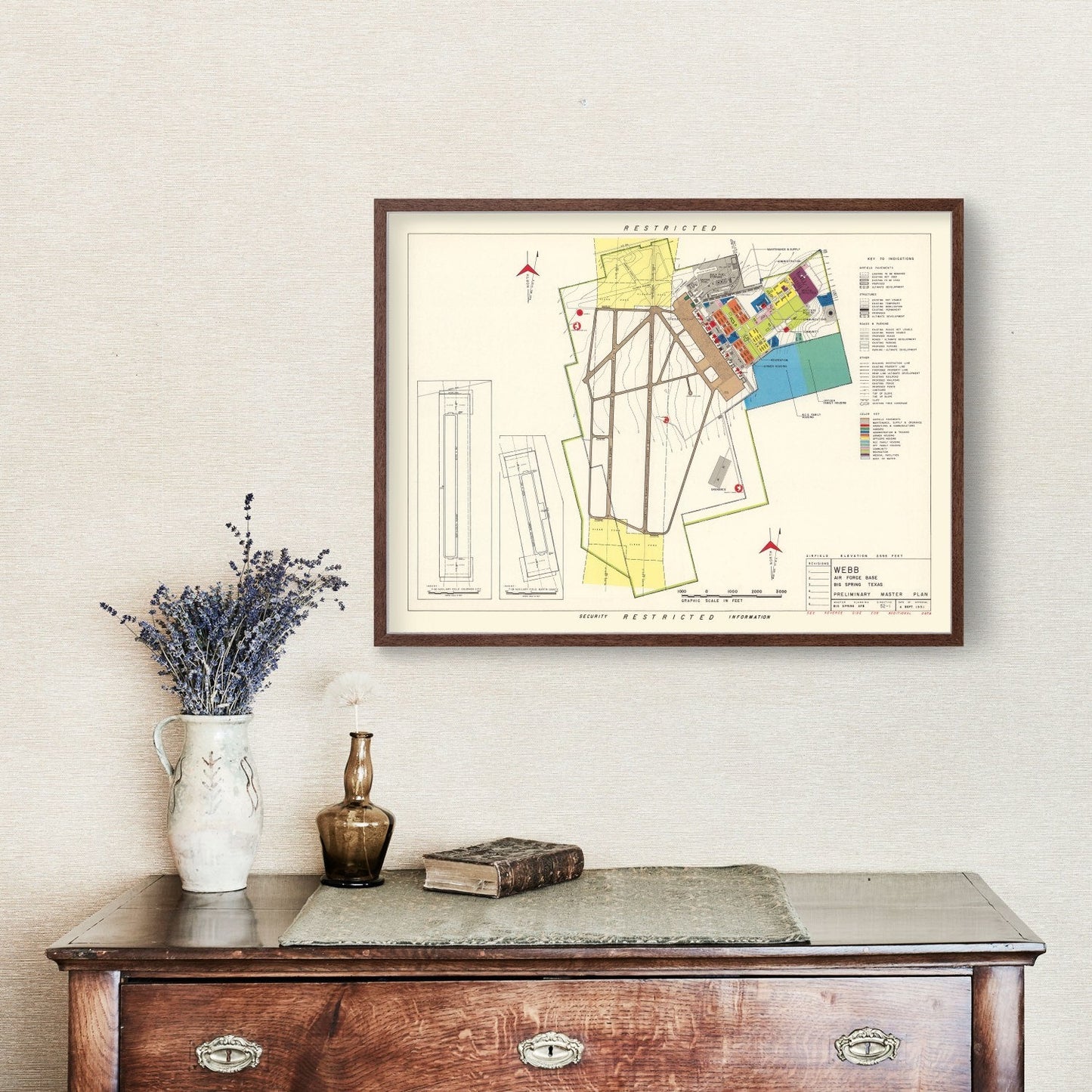 Vintage Map of Webb Air Force Base, Texas 1951 Edition A