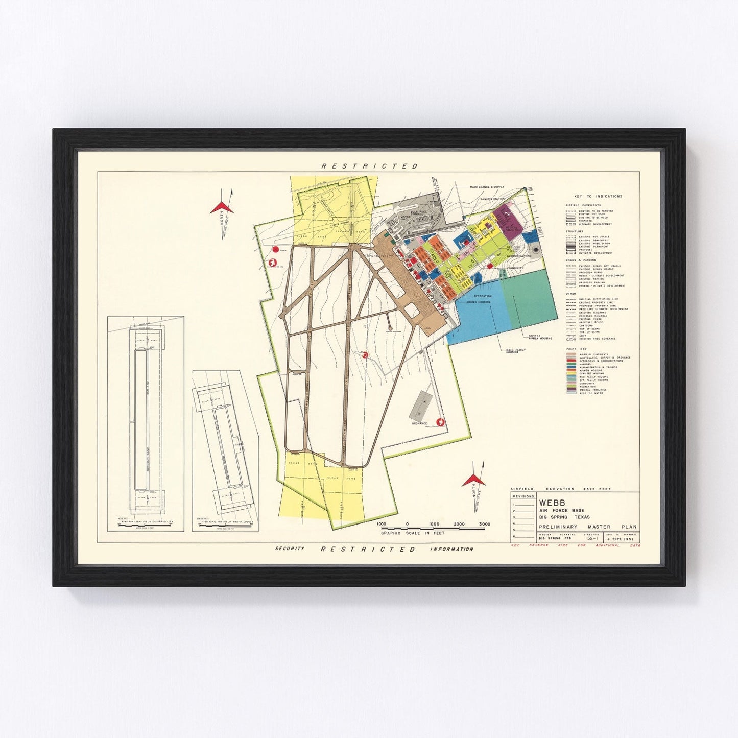 Vintage map of Webb Air Force Base, Texas 1951 Edition A, Big Spring Howard County
