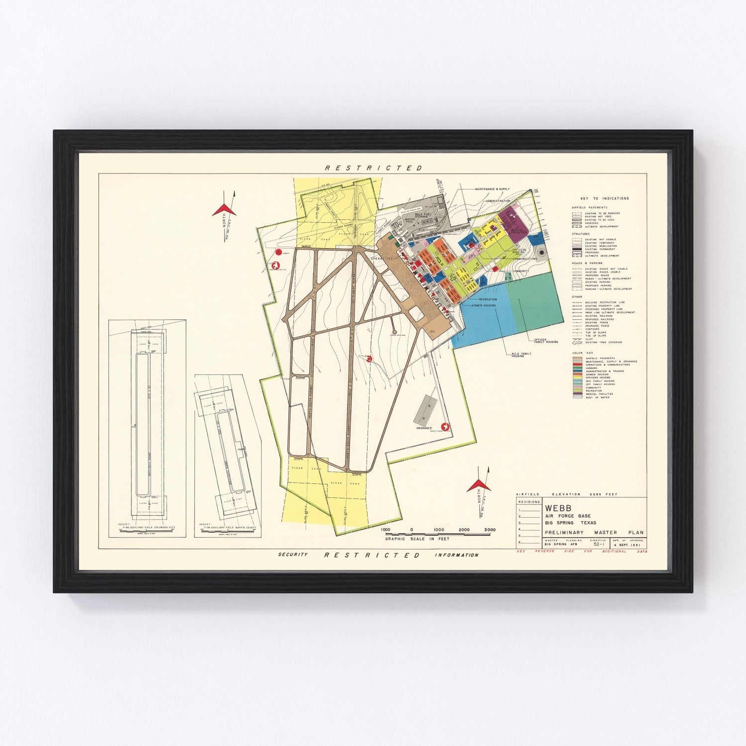 Vintage map of Webb Air Force Base, Texas 1951 Edition A, Big Spring Howard County