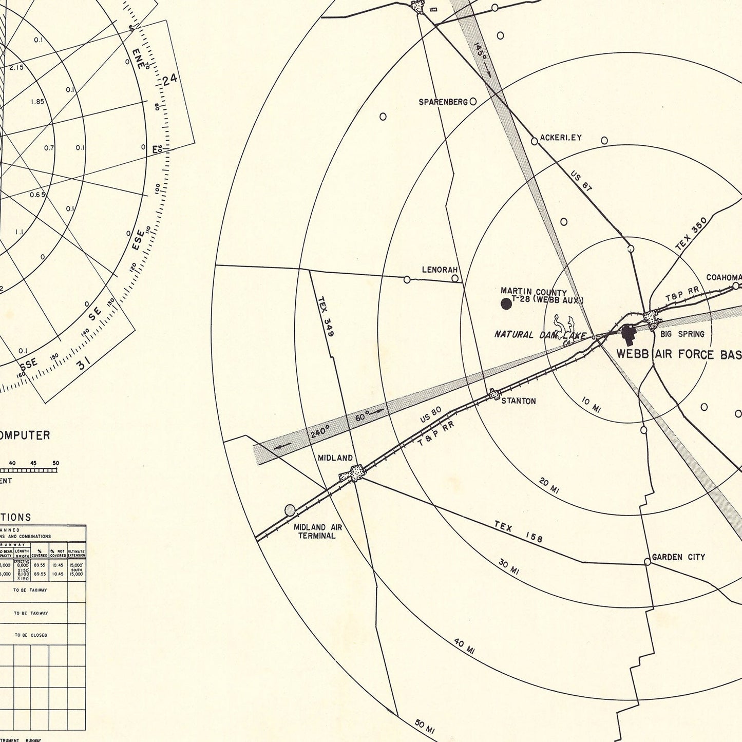 Vintage Map of Webb Air Force Base, Texas 1951 Edition B