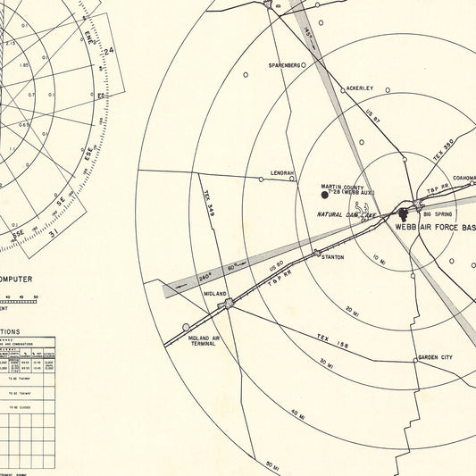 Vintage Map of Webb Air Force Base, Texas 1951 Edition B