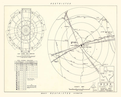 Vintage Map of Webb Air Force Base, Texas 1951 Edition B