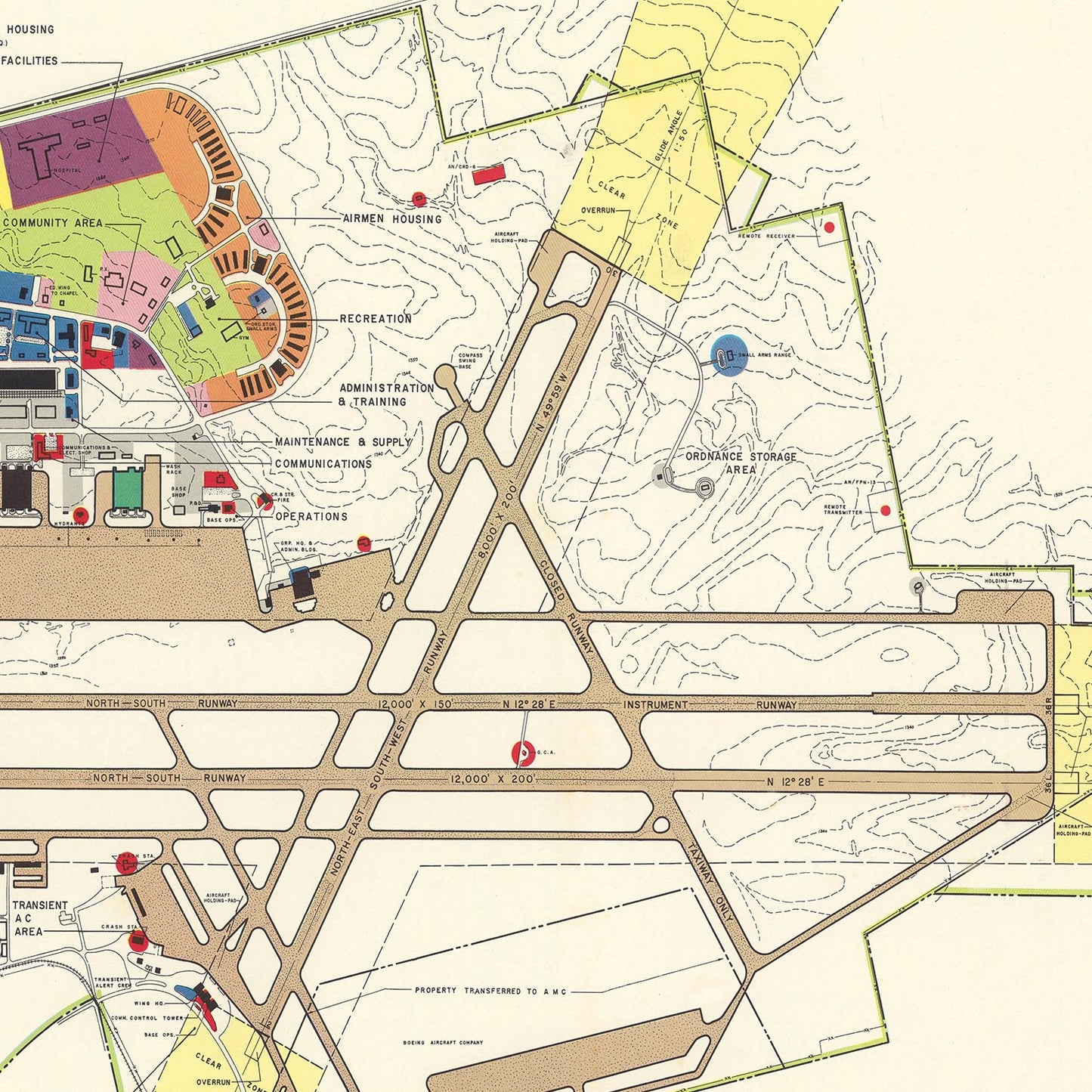 Vintage Map of Wichita Municipal Airport, Kansas, 1952