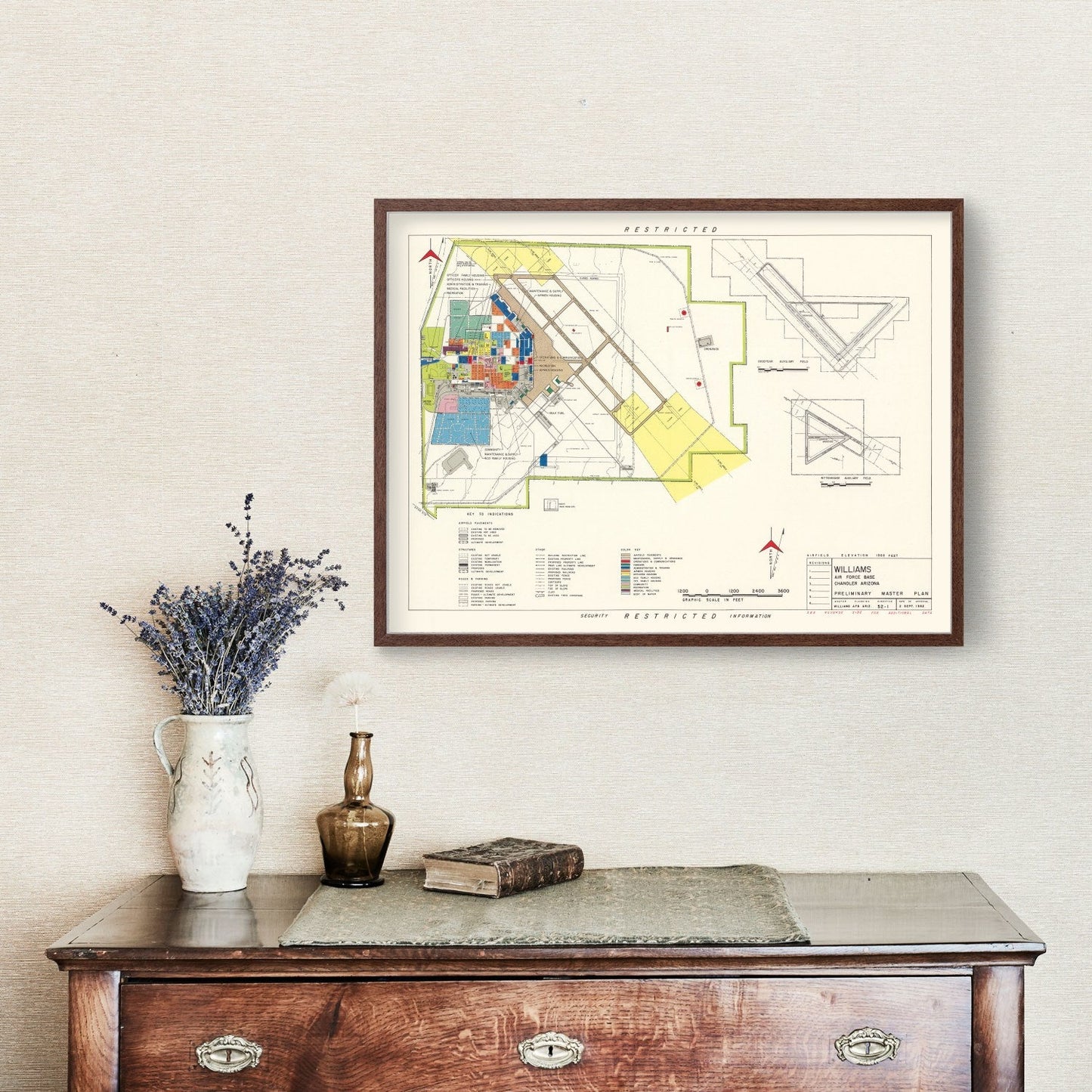 Vintage Map of Williams Air Force Base, Arizona, 1952