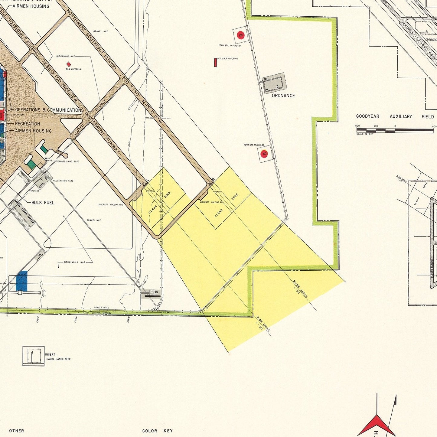 Vintage Map of Williams Air Force Base, Arizona, 1952