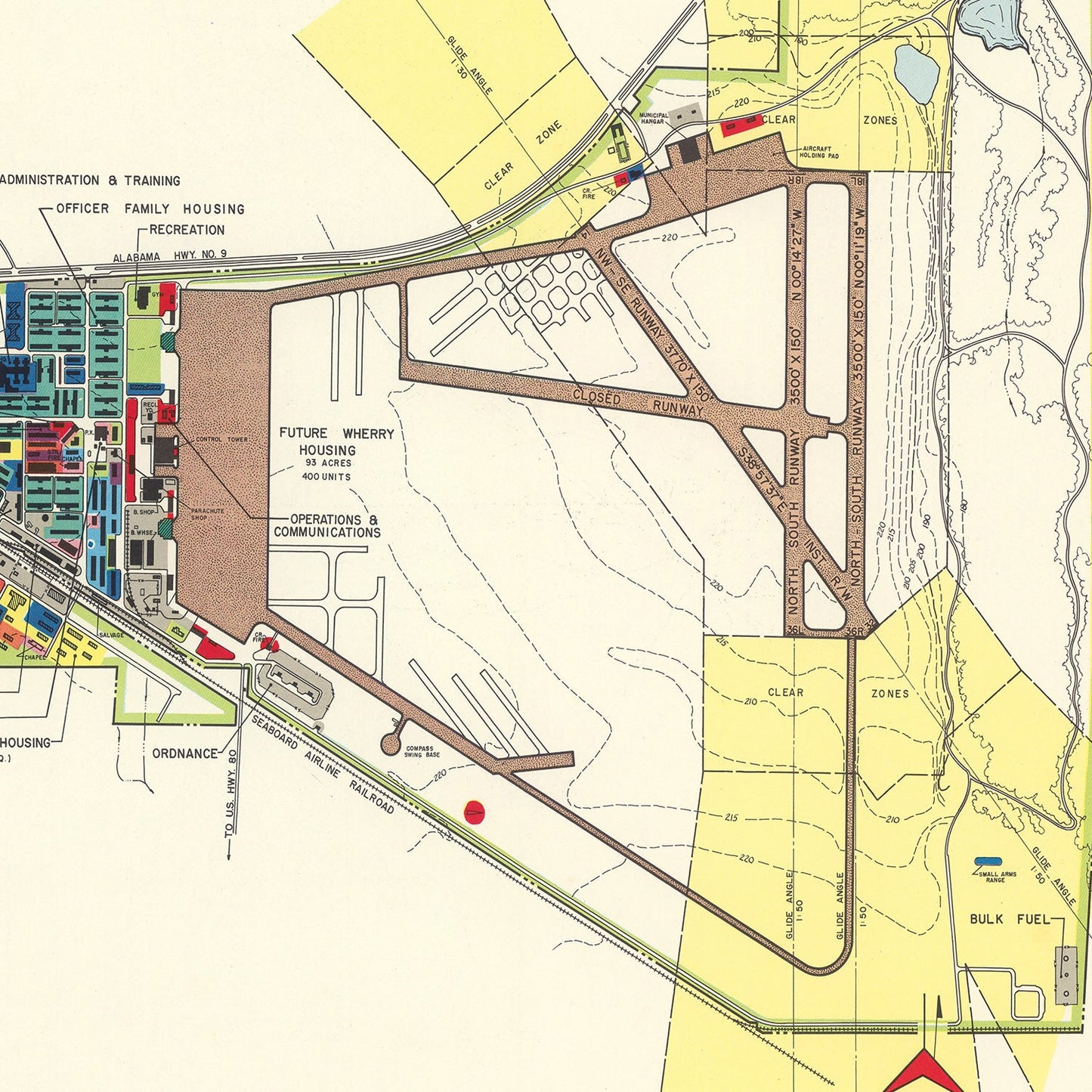 Vintage Map of Gunter Air Force Base, Alabama, 1952