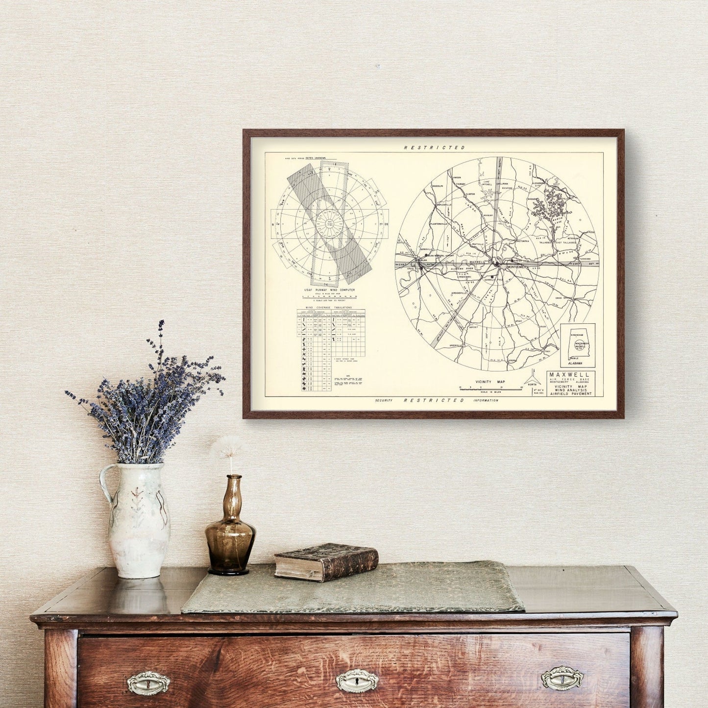 Vintage Map of Maxwell Air Force Base Vicinity, Alabama, 1952