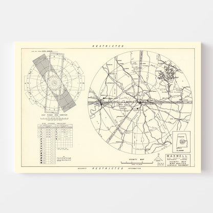 Vintage Map of Maxwell Air Force Base Vicinity, Alabama, 1952