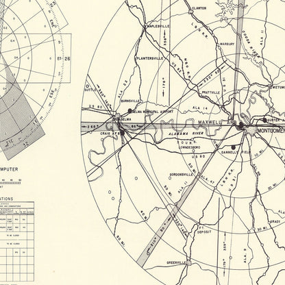 Vintage Map of Maxwell Air Force Base Vicinity, Alabama, 1952