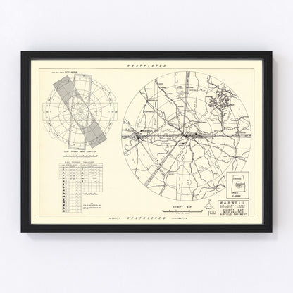 vintage map of Maxwell Air Force Base vicinity, Montgomery, Alabama, 1952