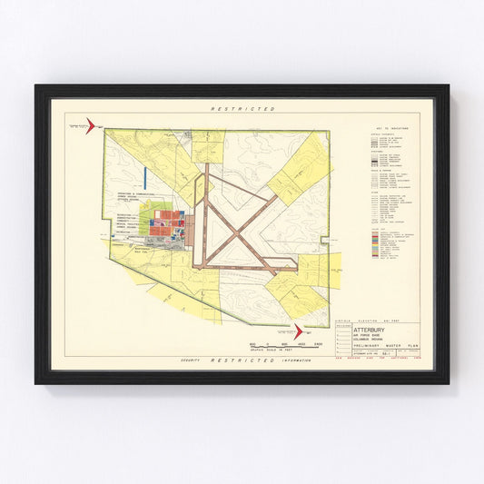 vintage map of Atterbury Air Force Base, Indiana, 1953, Cold War era