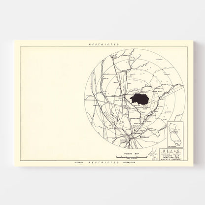 Vintage Map of Beale Air Force Base Vicinity, California, 1952