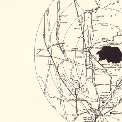 Vintage Map of Beale Air Force Base Vicinity, California, 1952