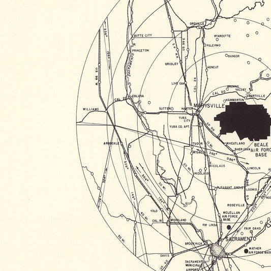 Vintage Map of Beale Air Force Base Vicinity, California, 1952