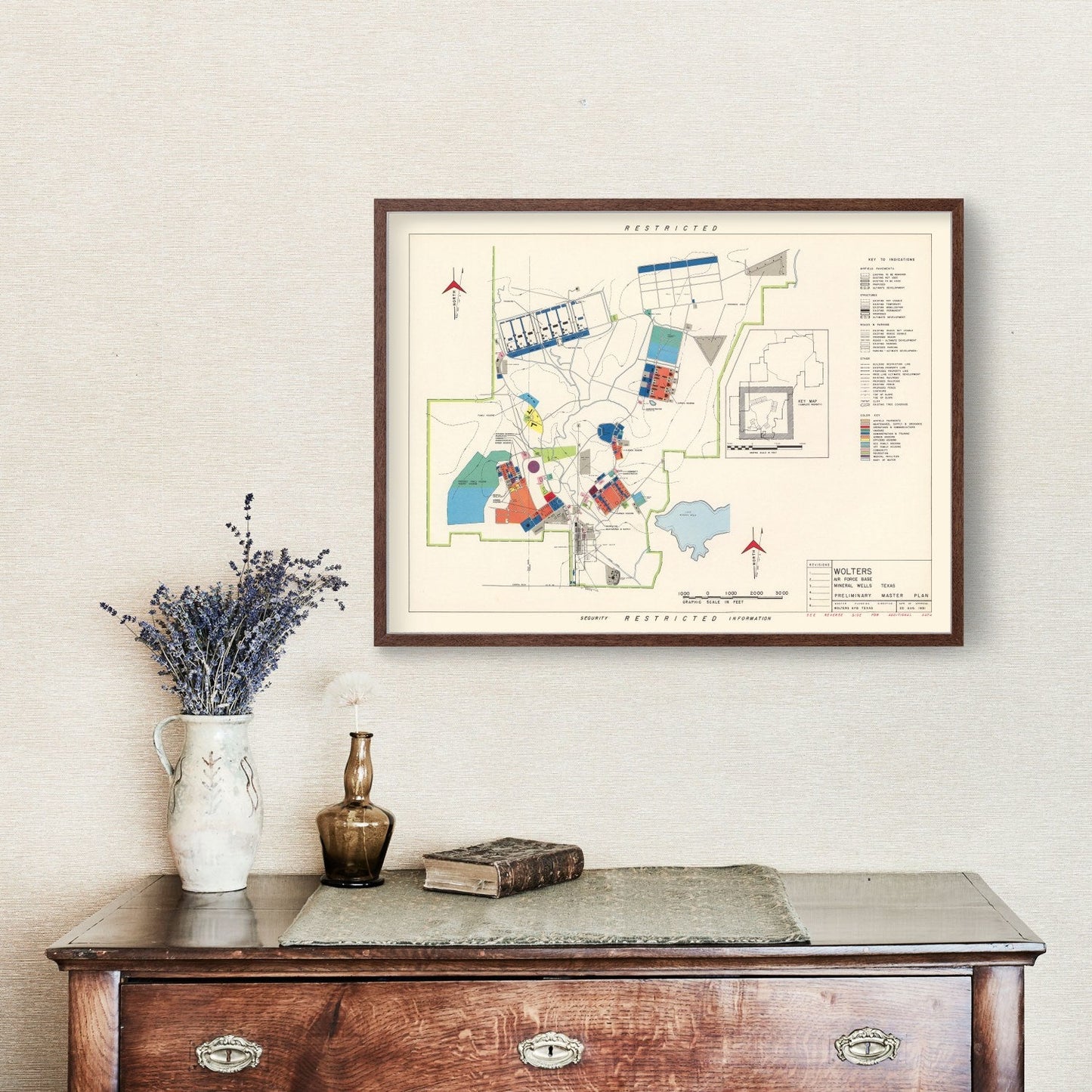 Vintage Map of Mineral Wells and Wolters Air Force Base, Texas 1951