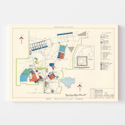 Vintage Map of Mineral Wells and Wolters Air Force Base, Texas 1951