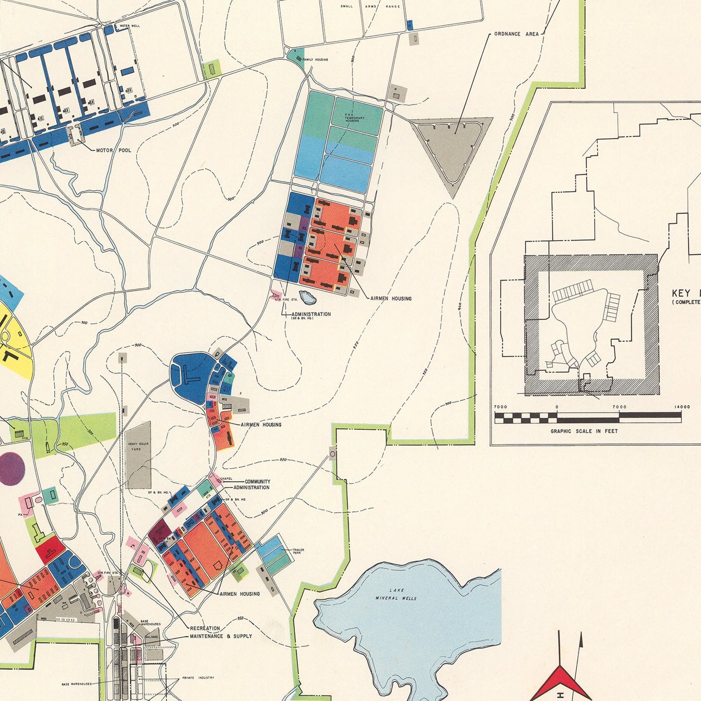 Vintage Map of Mineral Wells and Wolters Air Force Base, Texas 1951