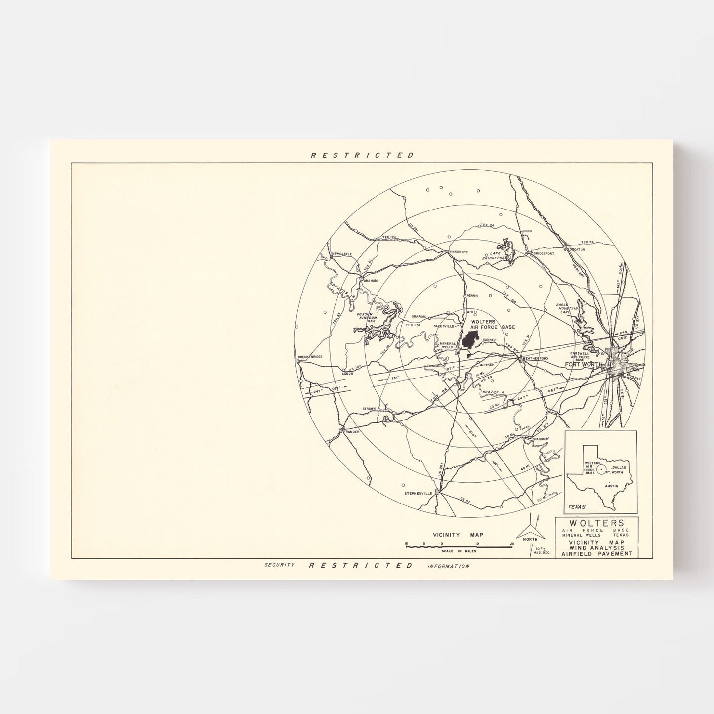 Vintage Map of Wolters Air Force Base Vicinity, 1951