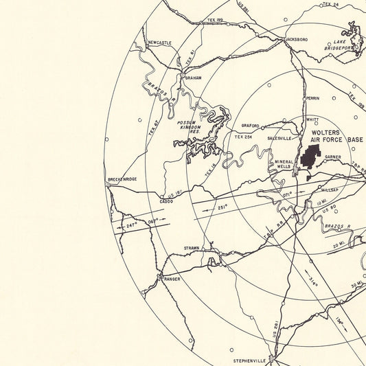 Vintage Map of Wolters Air Force Base Vicinity, 1951