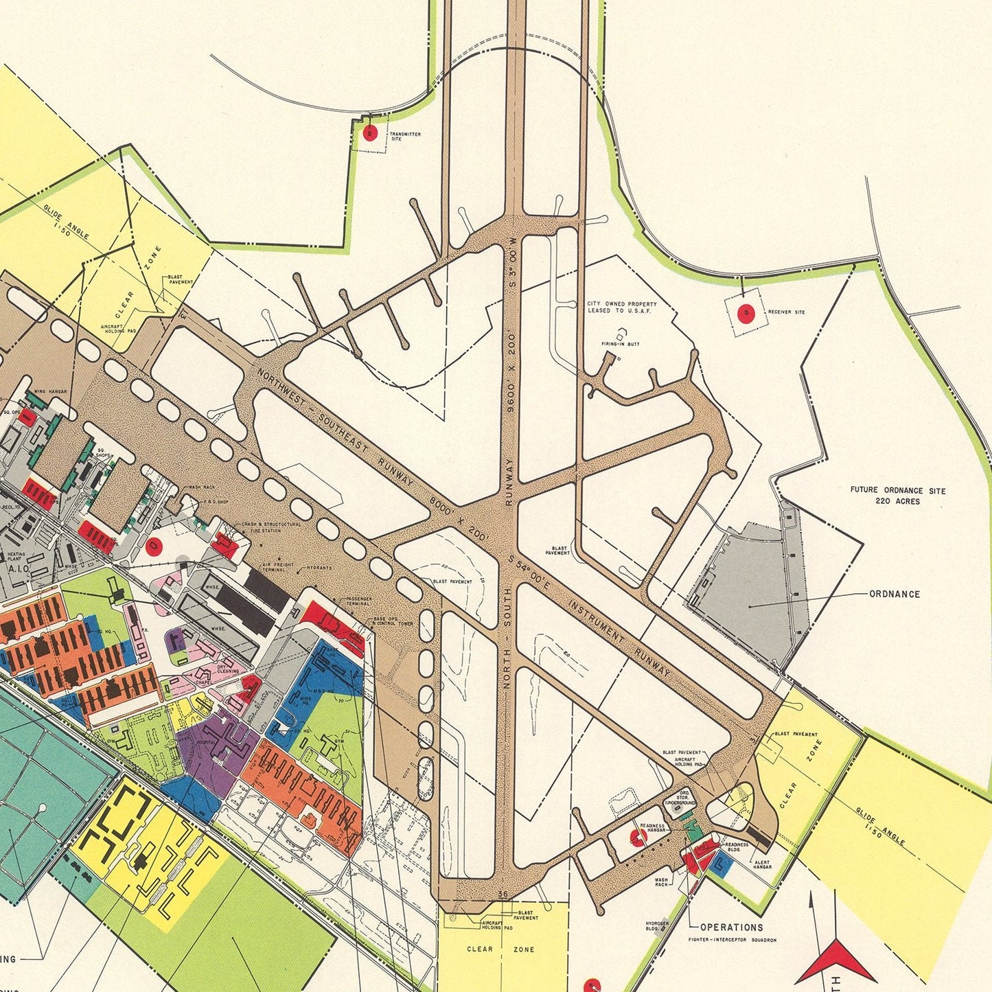 Vintage Map of Dover, Delaware, 1952