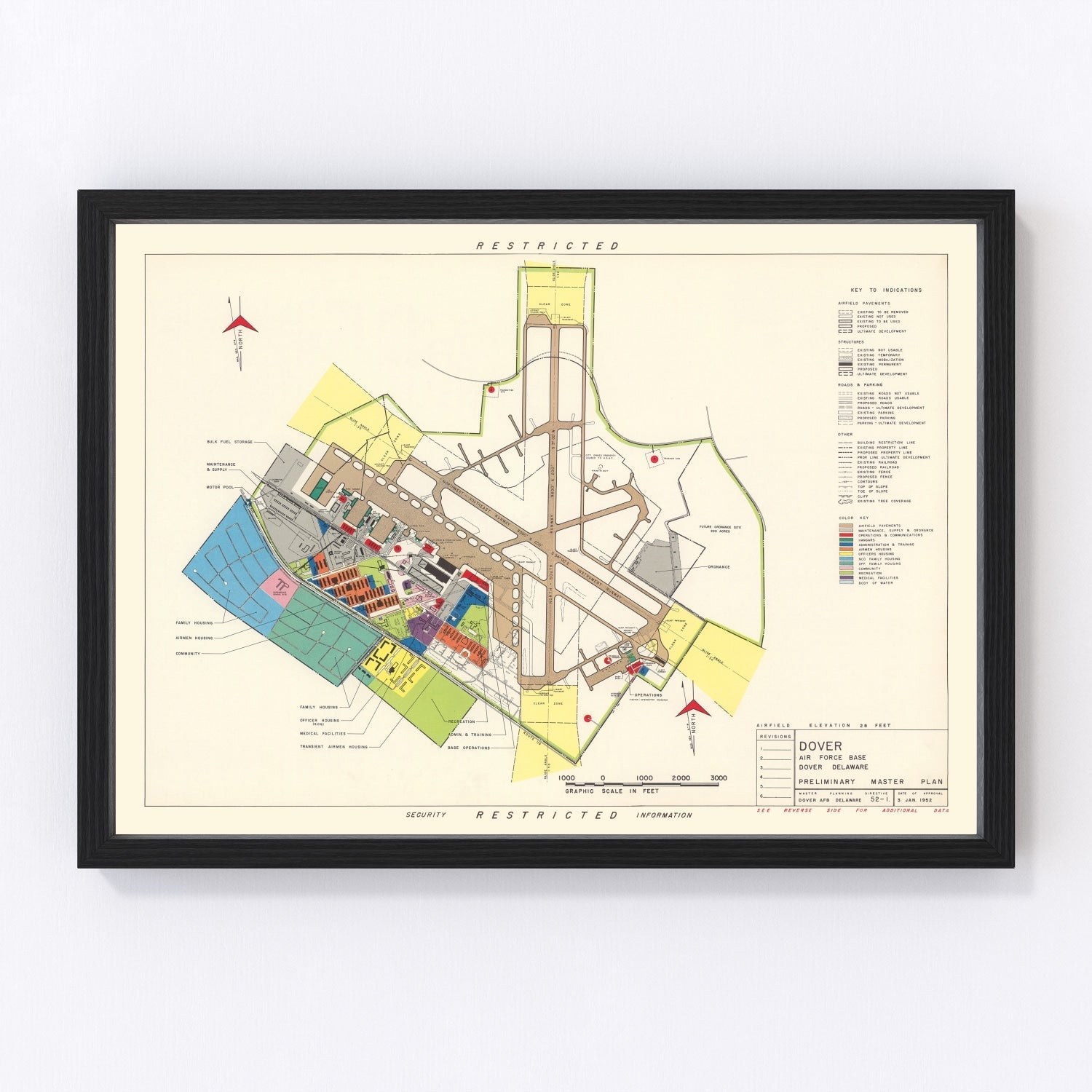 vintage map of Dover, Delaware, 1952