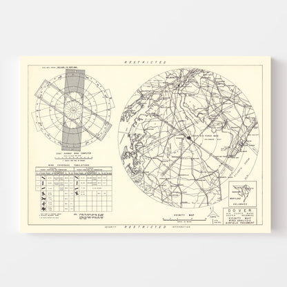 Vintage Map of Dover Air Force Base Vicinity, Delaware 1952
