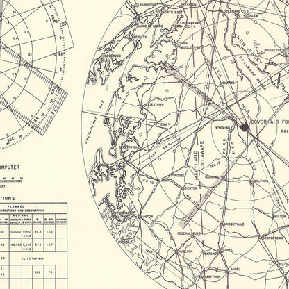 Vintage Map of Dover Air Force Base Vicinity, Delaware 1952