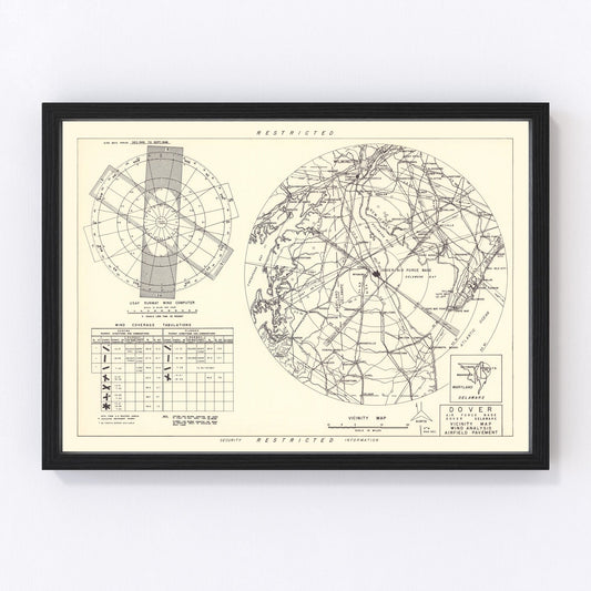 vintage map of Dover Air Force Base vicinity, Delaware, 1952