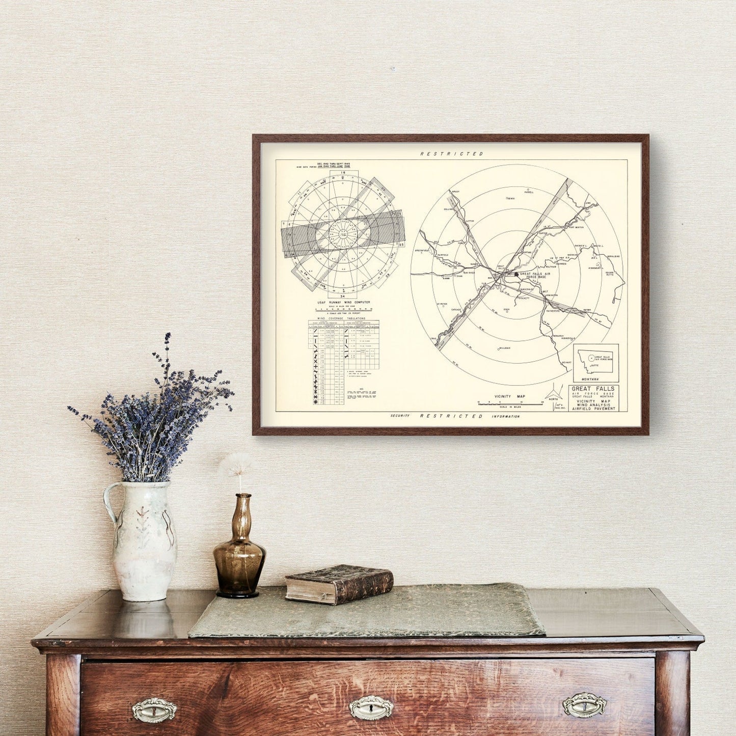 Vintage Map of Great Falls Air Force Base Vicinity, Montana, 1951