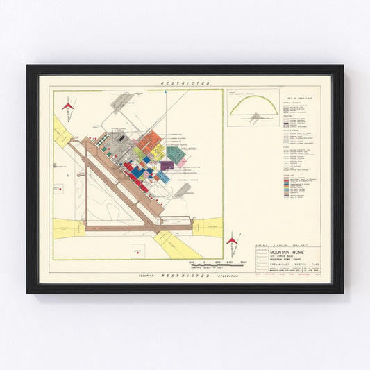 Vintage map of Mountain Home Air Force Base, Elmore County, Idaho, 1952