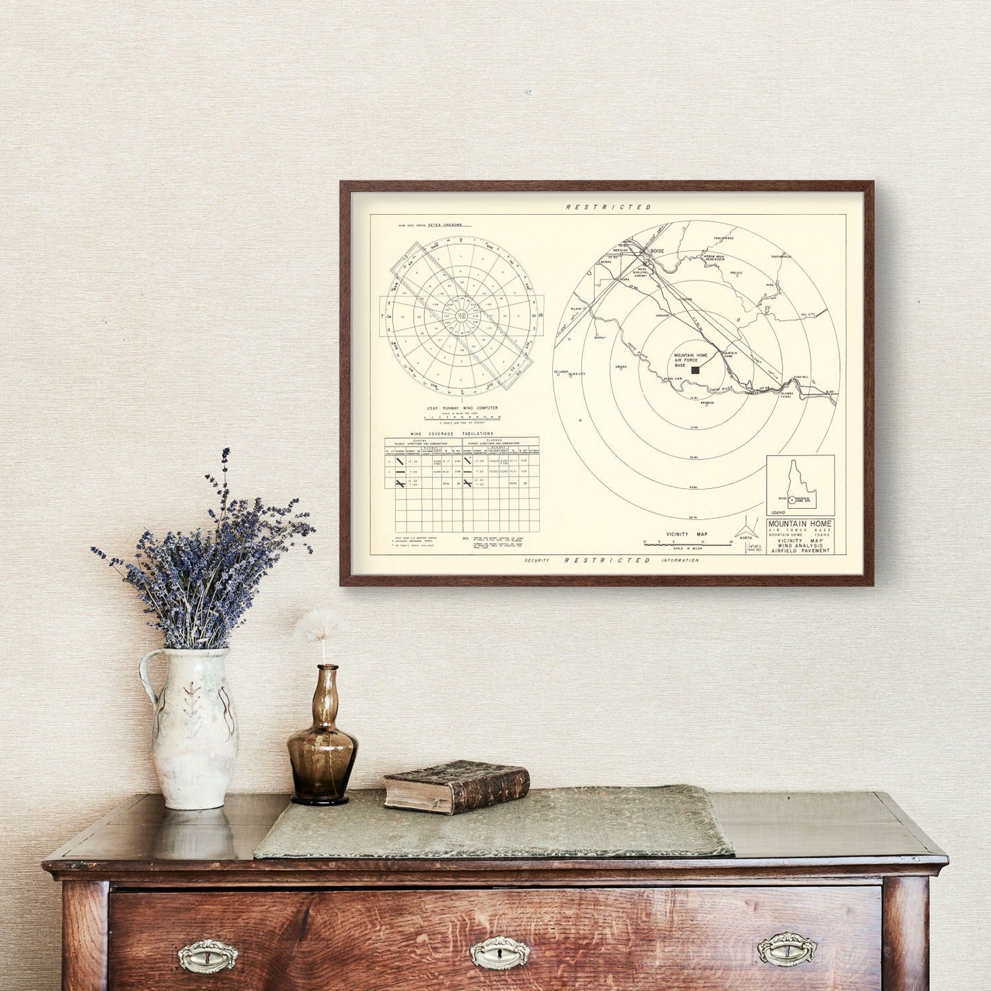 Vintage Map of Mountain Home Air Force Base Vicinity, Idaho, 1952