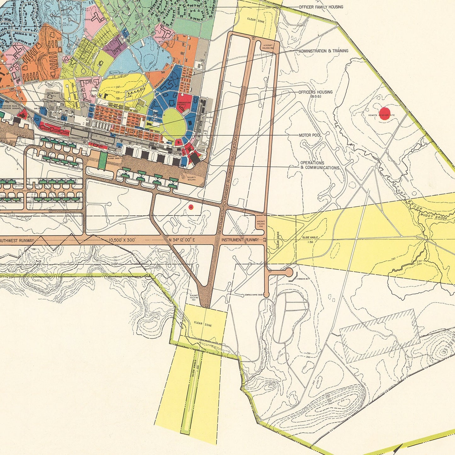 Vintage Map of Westover Air Force Base, Massachusetts, 1951