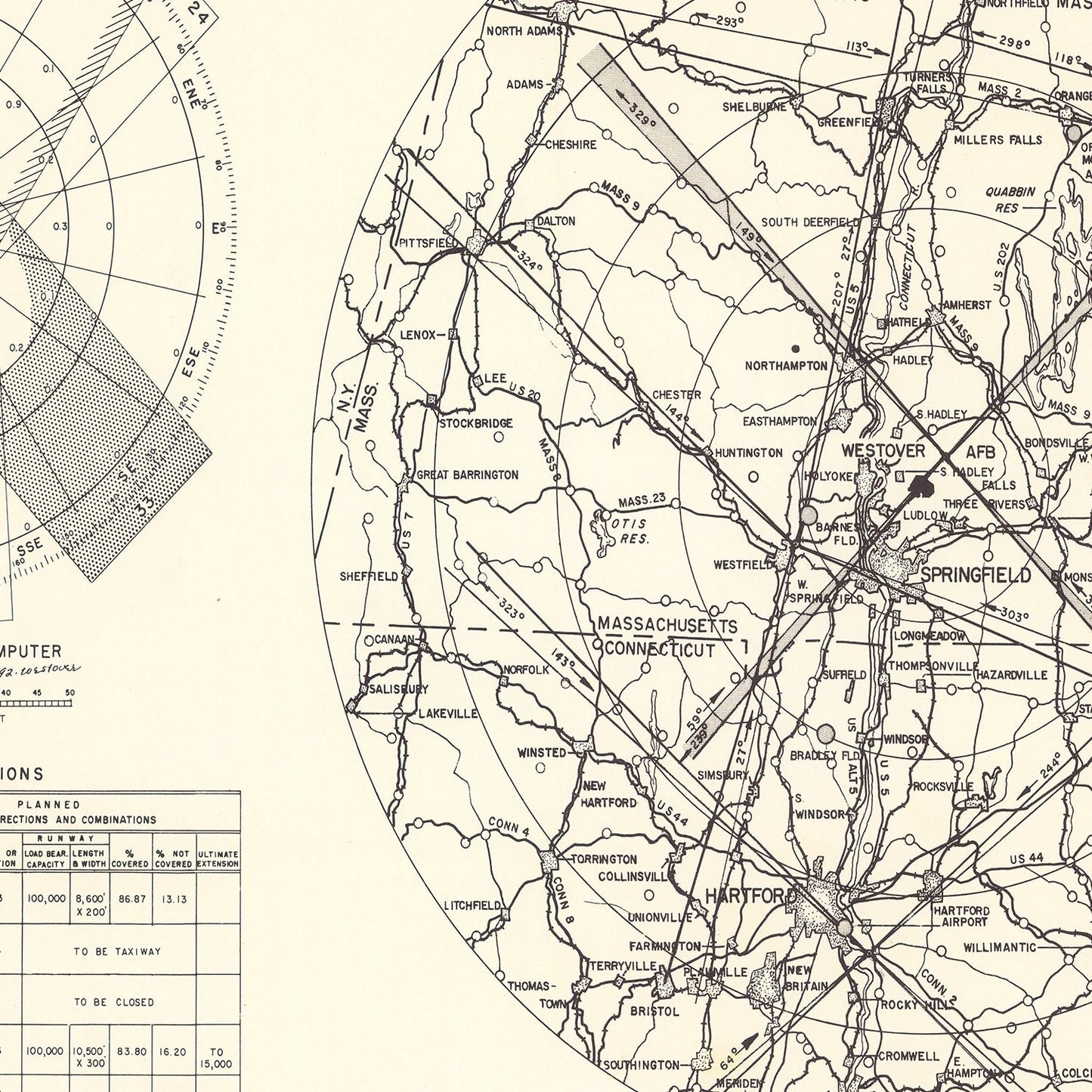 Vintage Map of Westover Air Force Base Vicinity, 1951