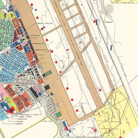 Vintage Map of Barksdale Air Force Base, 1952