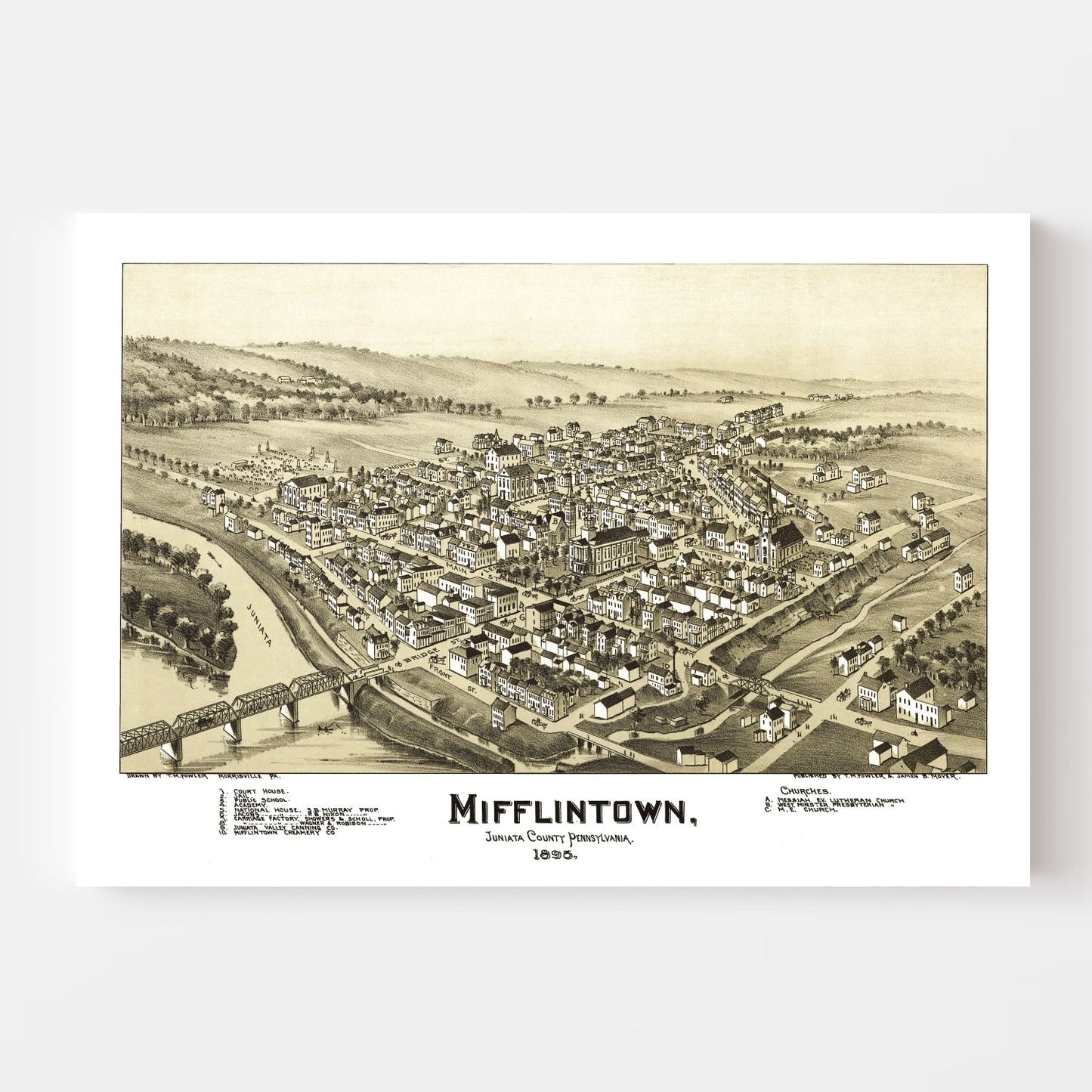 Vintage Map of Mifflintown, Pennsylvania, 1895