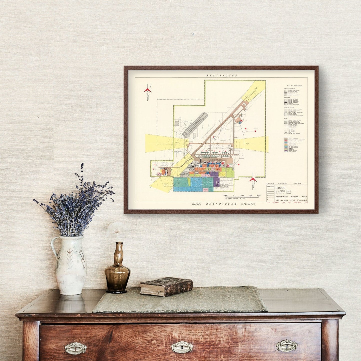 Vintage Map of Biggs Air Force Base, Texas, 1951