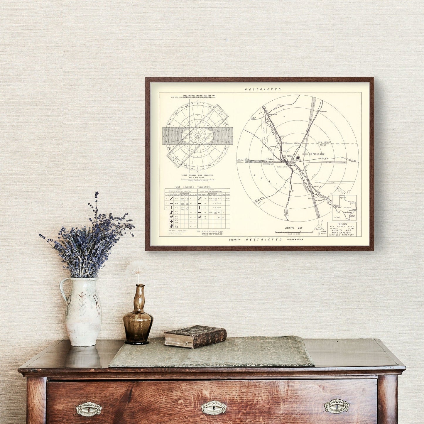 Vintage Map of Biggs Air Force Base Vicinity, Texas, 1951