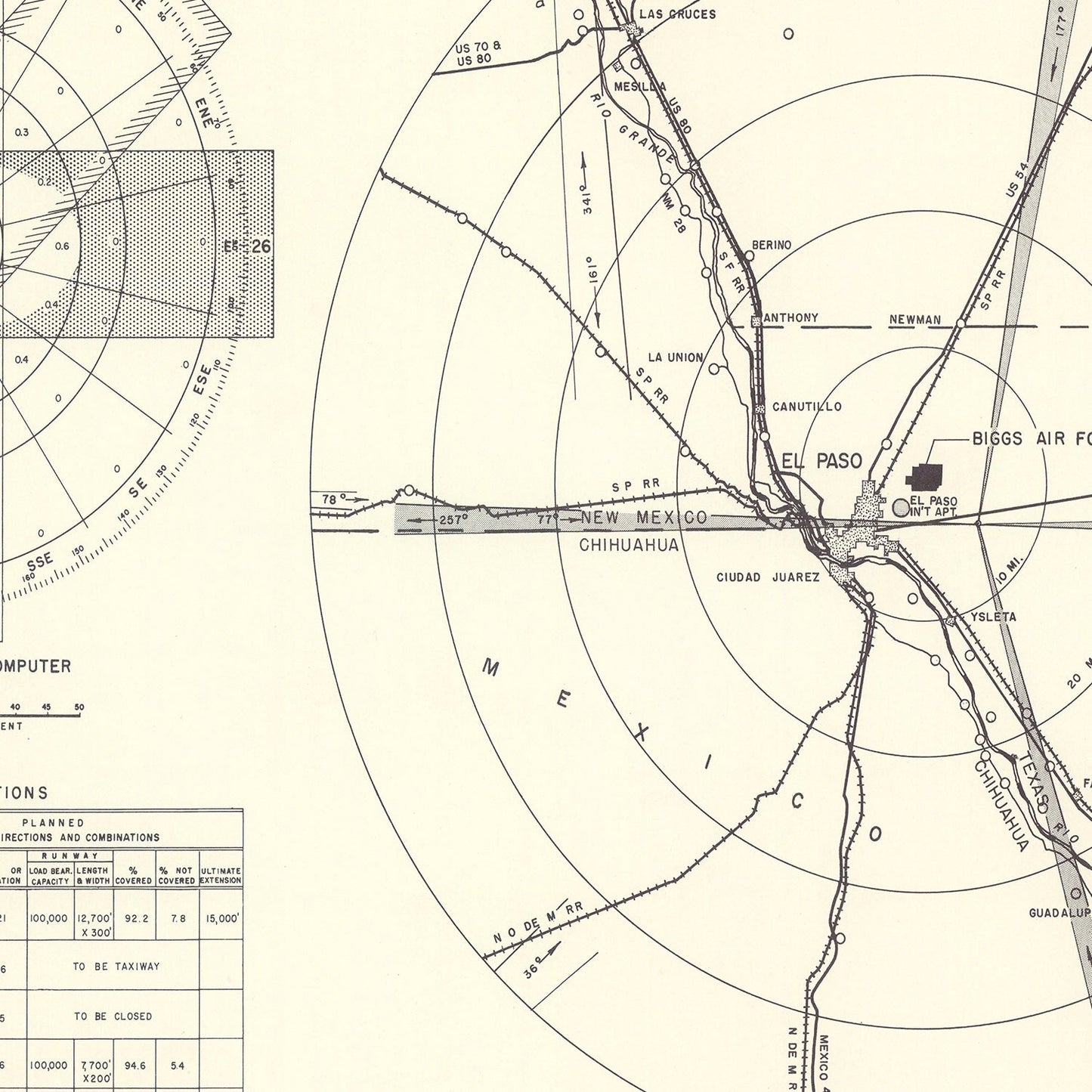 Vintage Map of Biggs Air Force Base Vicinity, Texas, 1951