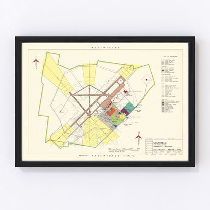 Vintage map of Campbell Air Force Base, 1952, digitally restored antique cartographic print